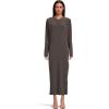 Norma Kamali Womens Dolman V Neck Side Slit Gown W/Shoulder Pads(Espresso)