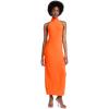 Norma Kamali Women’s Halter Turtle Side Slit Gown, SOS, Orange, S