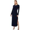 Norma Kamali Womens Long Sleeve Crewneck Side Slit Gown(True Navy)