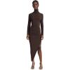Norma Kamali Women’s Long Sleeve Turtle Neck Side Drape Gown(Chocolate)