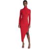 Norma Kamali Women’s Long Sleeve Turtle Neck Side Drape Gown(Tiger Red)