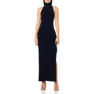 Norma Kamali Womens Halter Turtle Side Slit Gown (24)(Midnight)