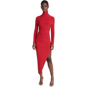 Norma Kamali Women’s Long Sleeve Turtle Neck Side Drape Gown(Tiger Red)