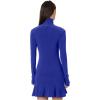Norma Kamali Women’s Long Sleeve Turtle Fishtail Mini Dress(Electric Blue)