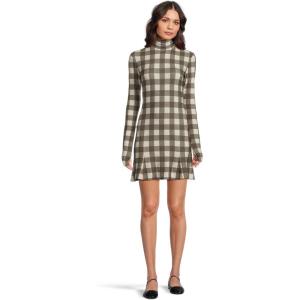Norma Kamali Women’s Long Sleeve Turtle Fishtail Mini Dress(Bark Box Plaid)
