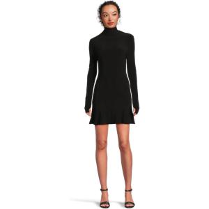 Norma Kamali Women’s Long Sleeve Turtle Fishtail Mini Dress(Black 1)