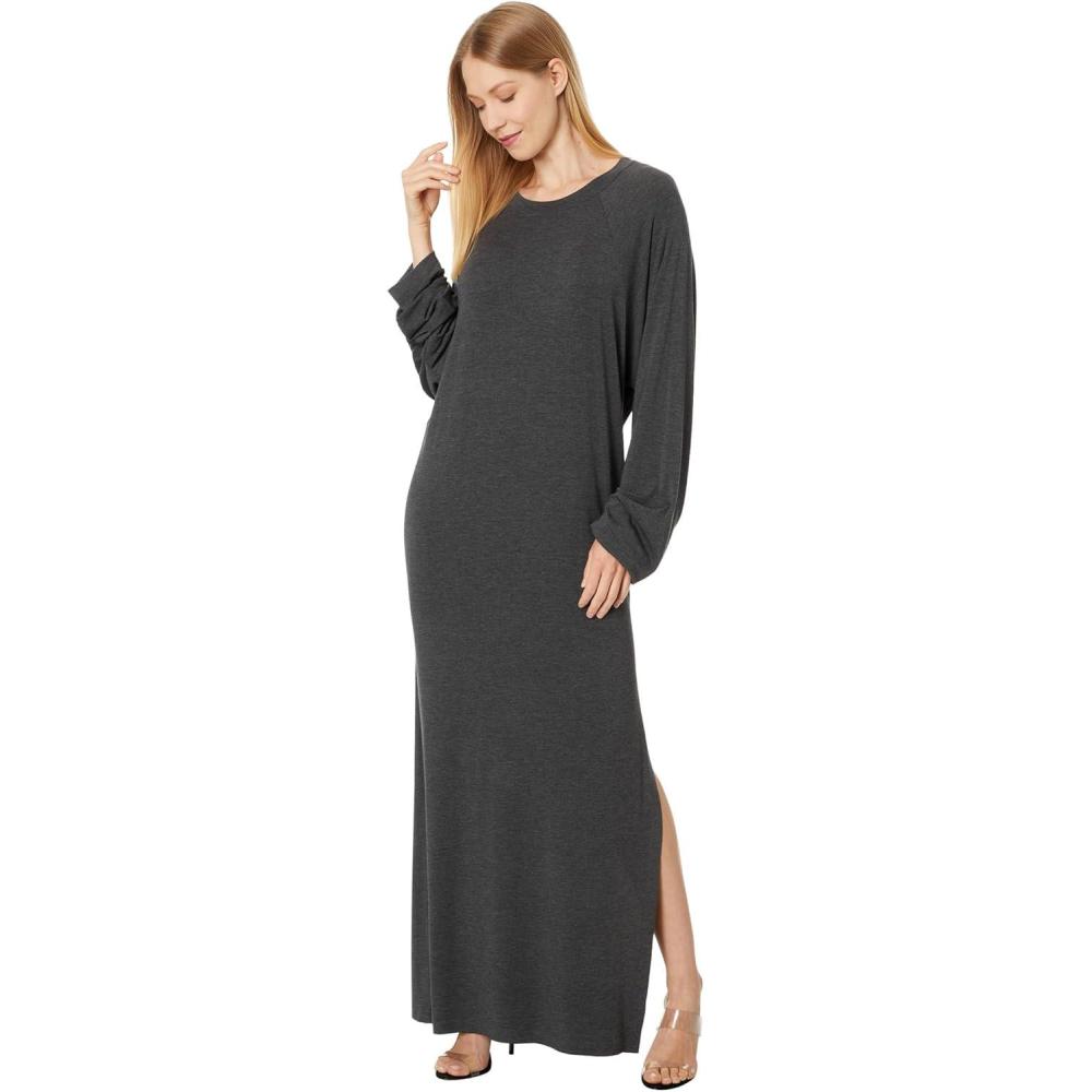 image:imageNorma Kamali Womens Oversized Raglan Sleeve Side Slit GownDark Grey