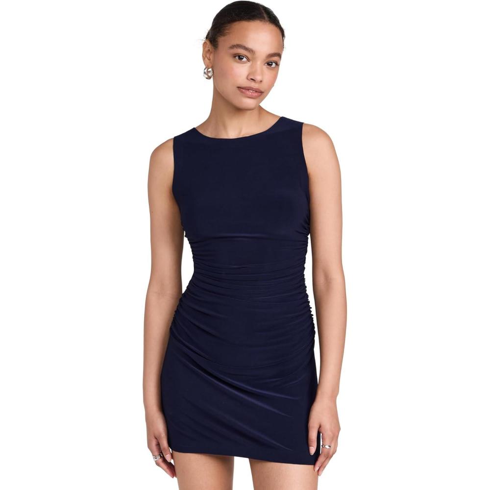 image:imageNorma Kamali Womens Sleeveless Shirred Waist Mini DressTrue Navy