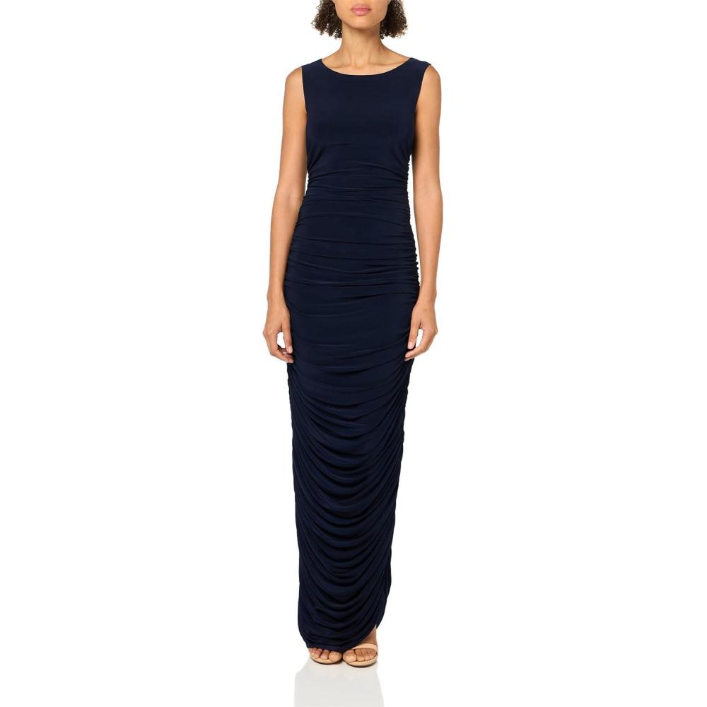 image:imageNorma Kamali Womens Sleeveless Side Shirred GownTrue Navy