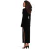 Norma Kamali Women’s Long Sleeve Deep Scoop Neck Side Slit Gown(Black)