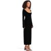Norma Kamali Women’s Long Sleeve Deep Scoop Neck Side Slit Gown(Black)