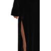 Norma Kamali Women’s Long Sleeve Deep Scoop Neck Side Slit Gown(Black)