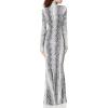 Norma Kamali Women’s Long Sleeve Turtle Fishtail Gown(Black/White Python)