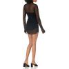 Norma Kamali Women’s Long Sleeve Turtleneck Pickleball Dress(Black/Black Mesh)