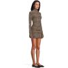 Norma Kamali Women’s Long Sleeve Turtleneck Pickleball Dress(Choc Glenn Plaid Twd)