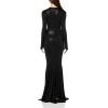 Norma Kamali Women’s Long Sleeve V Neck Shirred Front Fishtail Gown(Black)