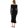 Norma Kamali Women’s Off Shoulder Nk Shirt Fishtail Dress to Midcalf(Black)