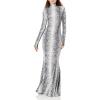 Norma Kamali Women’s Long Sleeve Turtle Fishtail Gown(Black/White Python)
