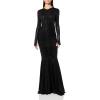 Norma Kamali Women’s Long Sleeve V Neck Shirred Front Fishtail Gown(Black)