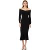 Norma Kamali Women’s Off Shoulder Nk Shirt Fishtail Dress to Midcalf(Black)