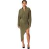 Norma Kamali Women’s Oversized Boyfriend Nk Shirt Side Drape Gown(Military)