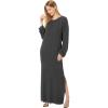Norma Kamali Women’s Oversized Raglan Sleeve Side Slit Gown(Dark Grey)