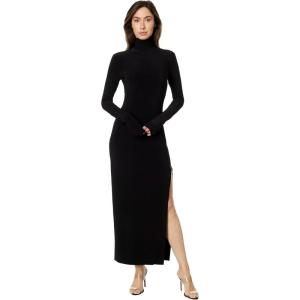 Norma Kamali Women’s Long Sleeve Turtleneck Side Slit Gown(Black)