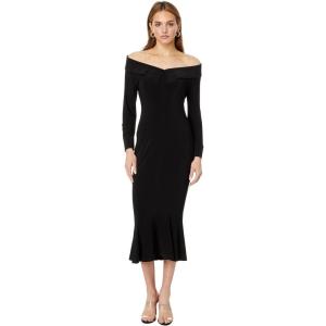 Norma Kamali Women’s Off Shoulder Nk Shirt Fishtail Dress to Midcalf(Black)