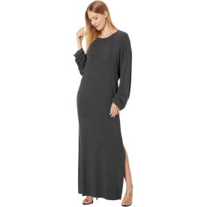 Norma Kamali Women’s Oversized Raglan Sleeve Side Slit Gown(Dark Grey)