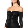 Norma Kamali Women’s Off Shoulder Shirred Front Fishtail Gown(Black)
