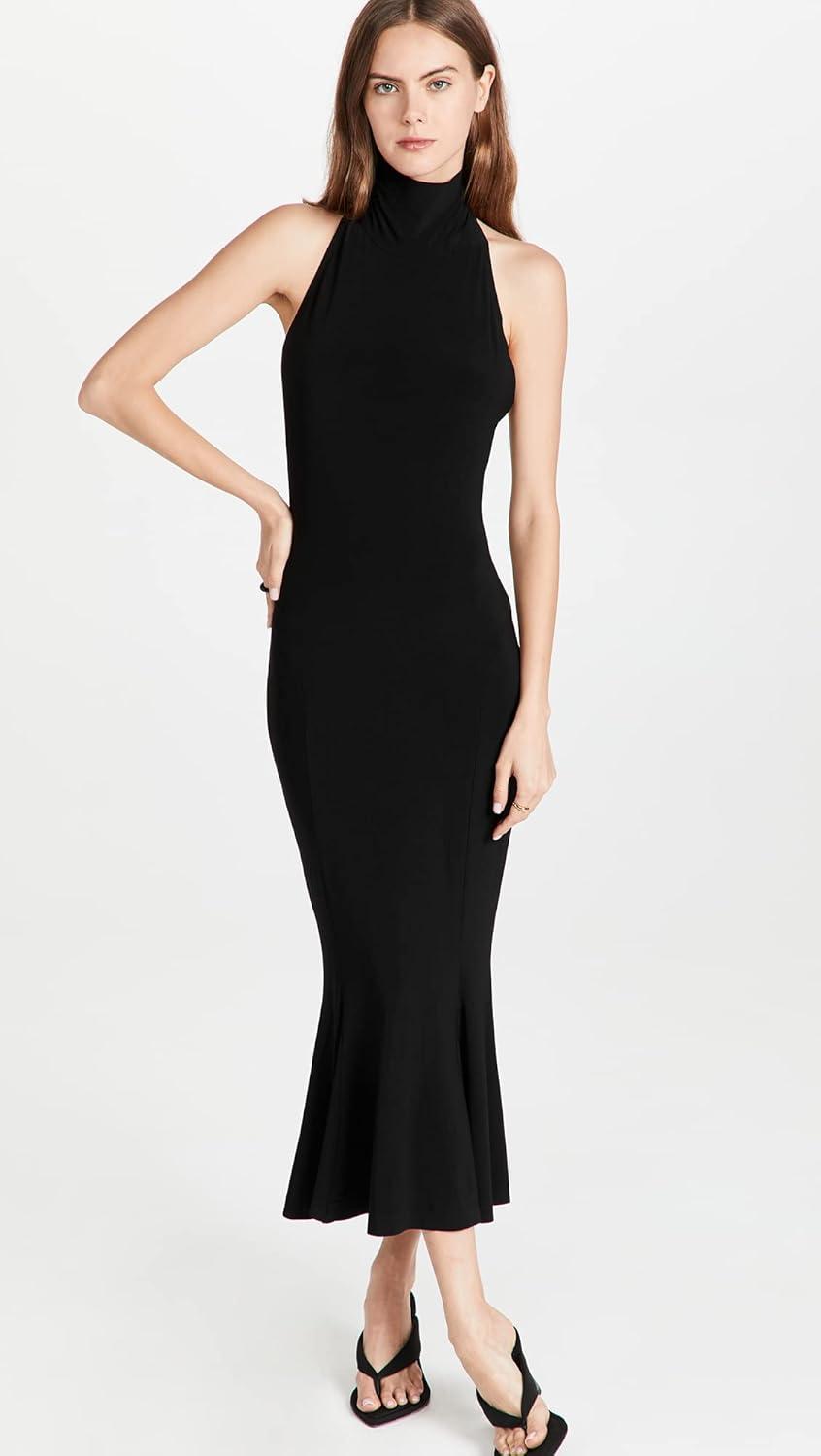 image:imageNorma Kamali Womens Halter Turtle Fishtail DressBlack