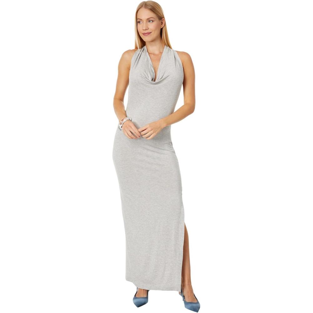 image:imageNorma Kamali Womens Halter Neeta Side Slit GownLight Grey