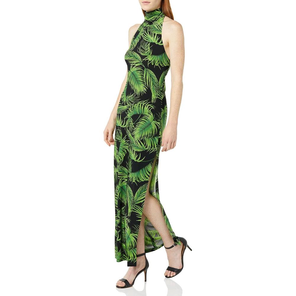 image:imageNorma Kamali Womens Halter Turtle Side Slit Gown Multicolor XL