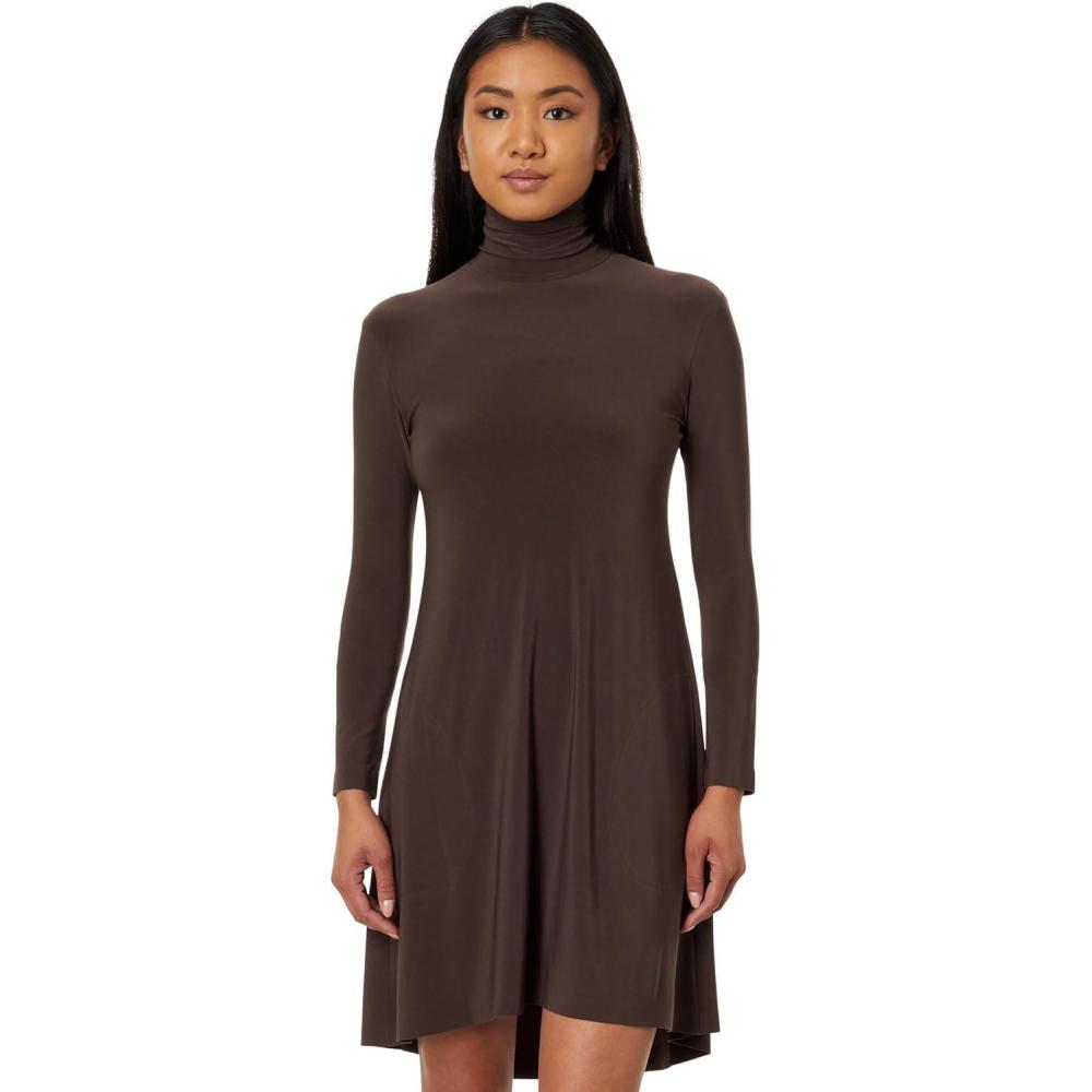 image:imageNorma Kamali Womens Long Sleeve Turtle Swing DressChocolate