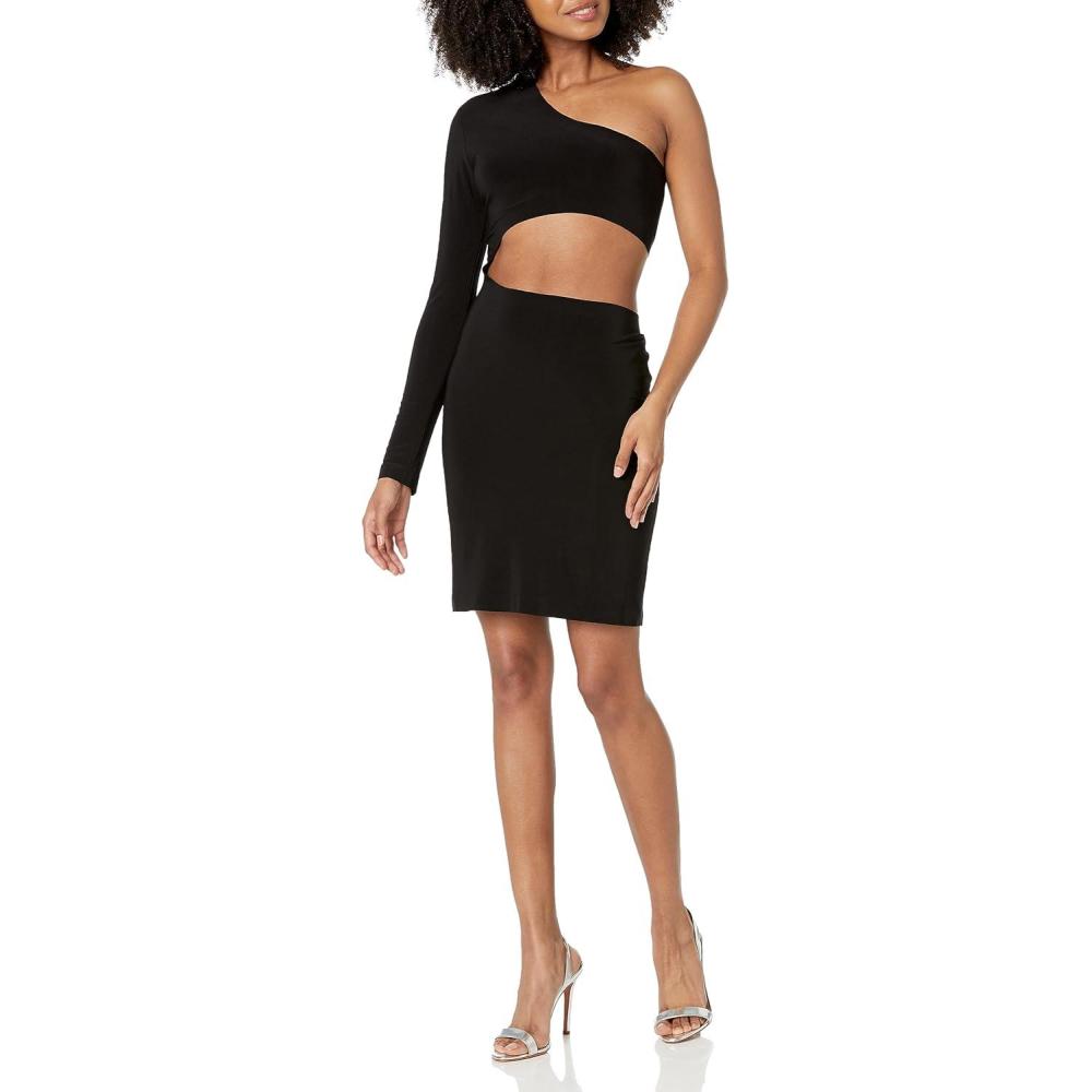 image:imageNorma Kamali Womens One Sleeve Shane Mini DressBlack
