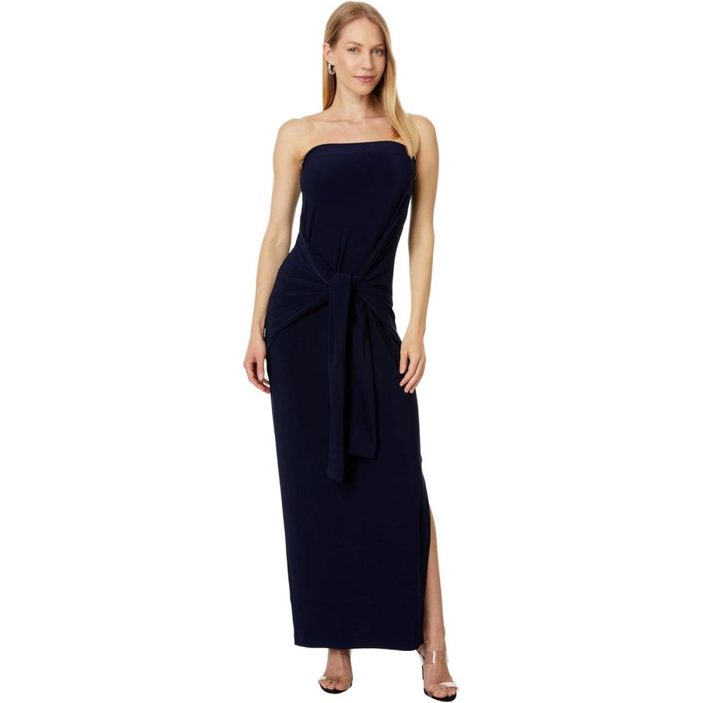 image:imageNorma Kamali Womens Strapless All in One Side Slit GownTrue Navy