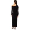 Norma Kamali Women’s 3/4 Sleeve Drop Shoulder Side Slit Gown(Black)