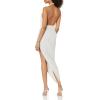 Norma Kamali Womens Cross Halter Side Drape GownCocktail Dress(Fog)