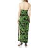 Norma Kamali Women’s Halter Turtle Side Slit Gown, Multicolor, XL