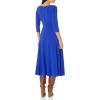 Norma Kamali Women’s Long Sleeve Reversible Scoop Neck Flared Dress(Cobalt)