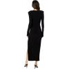 Norma Kamali Women’s Long Sleeve Shoulder Pad Side Slit Gown(Black)