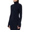 Norma Kamali Women’s Long Sleeve Turtle Fishtail Dress to Midcalf (24)(Midnight)