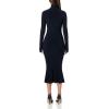 Norma Kamali Women’s Long Sleeve Turtle Fishtail Dress to Midcalf (24)(Midnight)