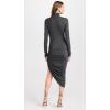 Norma Kamali Women’s Long Sleeve Turtleneck Side Drape Dress(Dark Grey)