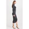 Norma Kamali Women’s Long Sleeve Turtleneck Side Drape Dress(Dark Grey)