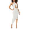 Norma Kamali Womens Cross Halter Side Drape GownCocktail Dress(Fog)