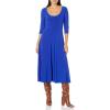 Norma Kamali Women’s Long Sleeve Reversible Scoop Neck Flared Dress(Cobalt)