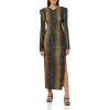 Norma Kamali Women’s Long Sleeve Shoulder Pad Side Slit Gown(Python)