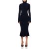 Norma Kamali Women’s Long Sleeve Turtle Fishtail Dress to Midcalf (24)(Midnight)