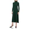 Norma Kamali Women’s Long Sleeve Turtle Long Swing Dress(Dark Emerald)